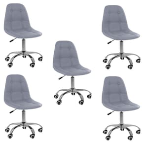 Kit 5 Cadeiras Office Eiffel Botonê Ajustável Base Giratória Cinza