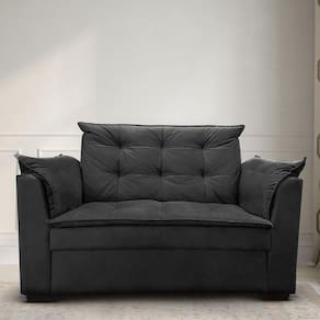 Sofá 2 Lugares Para Sala Moderno Confortável Alicia Suede preto