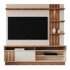 Estante Home Mariana 180cm Pérola Metalizado-amêndoa Para Até 55? - Mobler Pérola Metalizado-amêndoa