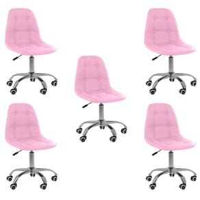 Kit 5 Cadeiras Office Eiffel Botonê Ajustável Base Giratória Rosa 5