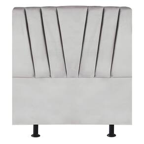 Cabeceira Estofada De Cama Casal Box 140 Cm Louise Veludo cinza Claro