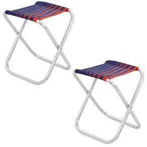 Kit 02 Banquetas de Praia Tramontina Fiji em Alumínio com Assento Azul Escuro e Laranja 92900300