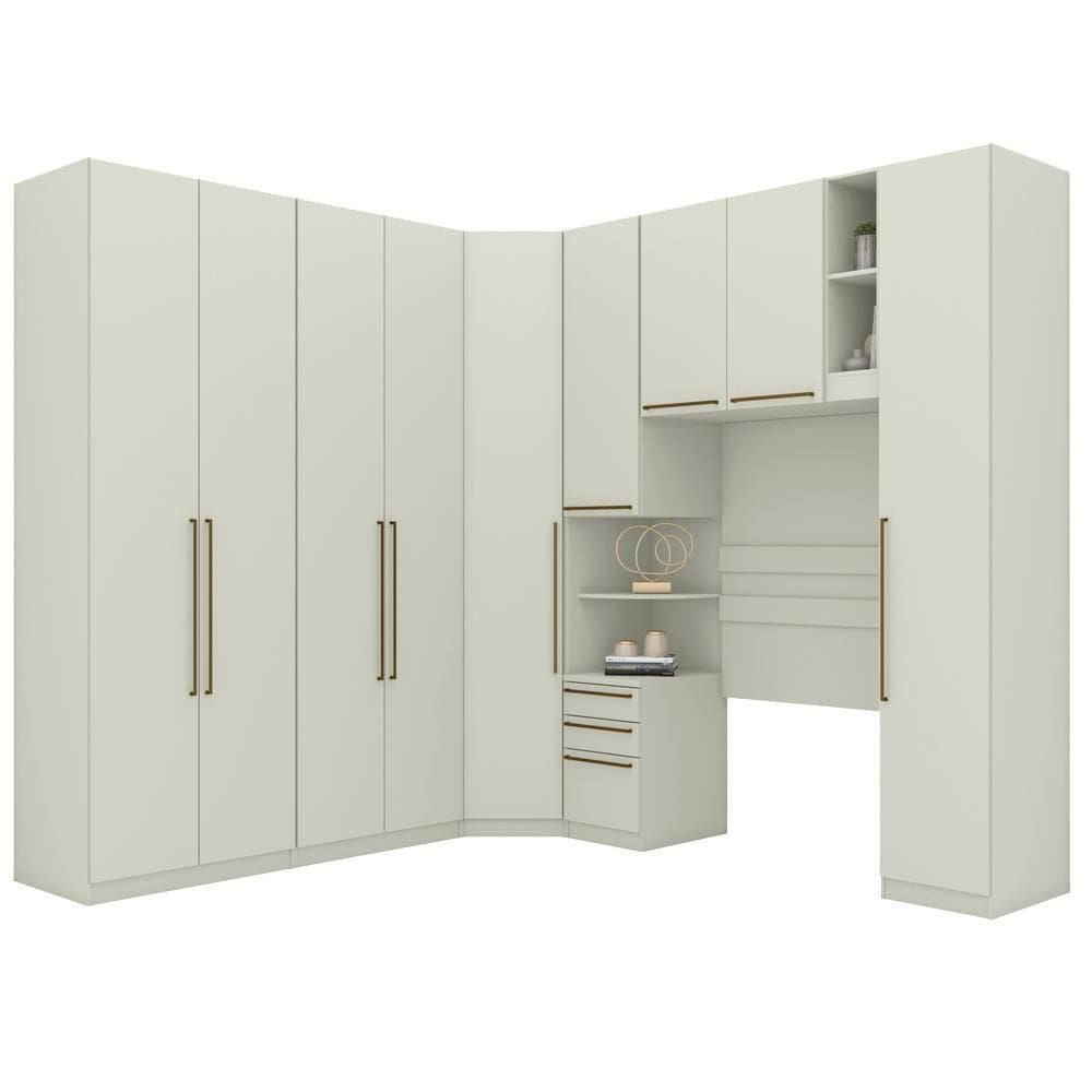 Quarto Solteiro Modulado 9 Portas 241x365 Cm Seletto Areia Henn Areia
