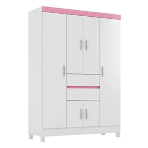 Guarda-roupa Com 6 Portas E 2 Gavetas 128cm Multimóveis Cr35283 Branco/rosa