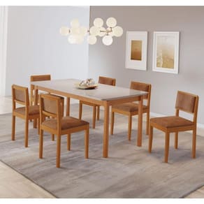 Mesa Cativa 6 Cadeiras Jade Verona Marrom Jcm Cinamomo/off