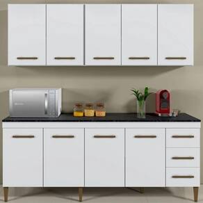 Cozinha Completa Atenas 9 Portas 3 Gavetas Kaiki Móveis - Branco
