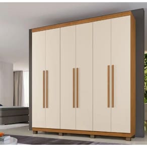 Guarda Roupa Milão 6 Portas 100% Mdf Benetil Móveis - Cinamomo/off