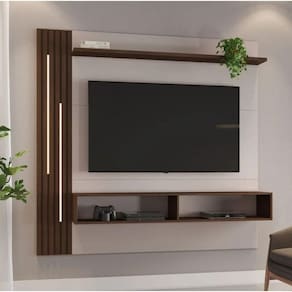 Painel Agrado Para Até 65" Jcm Movelaria - Off/café Soft