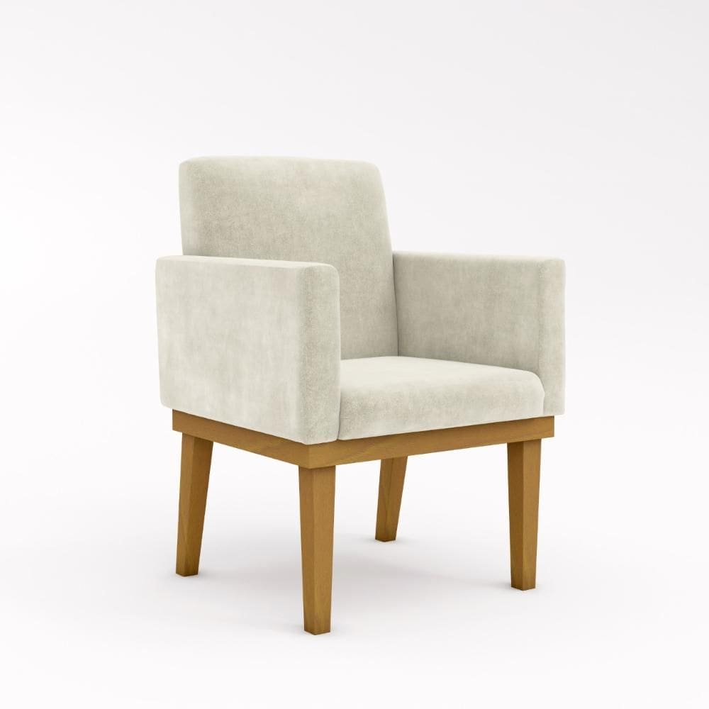 Poltrona Decorativa em Suede com Base de Madeira