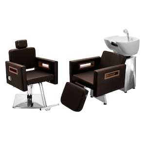 Kit Salão de Beleza 1 Cadeira Reclinável Quadrada + 1 Lavatório C/Ap Base Inox Tunísia