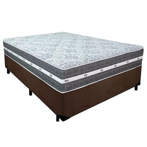 Cama Box Casal Suede + Colchão Black Graphite Molas Ensacadas 138x188x64cm Marrom