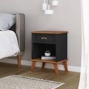 Mesa De Cabeceira 1 Gaveta 1 Nicho Madeira Veneza Preto