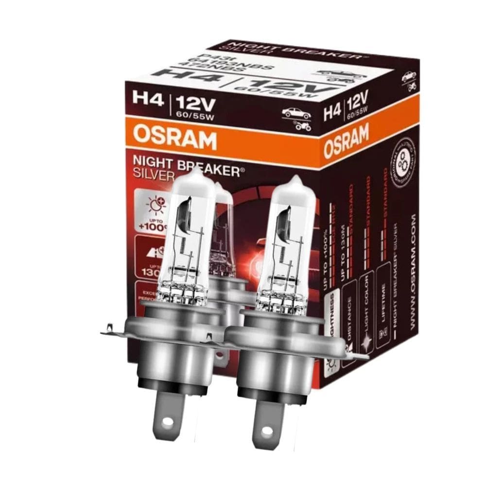 Par Lâmpada Osram Night Breaker Silver H4 + 100% Luz 60/55w