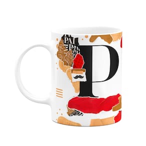 Caneca do Pai - Inicial do nome letra P - Bg-Red