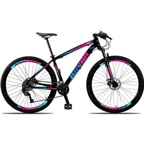 Bicicleta Aro 29 Alumínio Shimano Suspensão 24 Marchas Freio A Disco Azul E Rosa Tamanho 21"