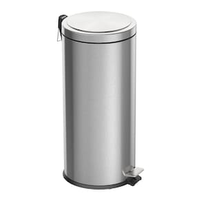 Lixeira Tramontina Brasil Plus com Pedal 30L Redonda Inox Acetinado