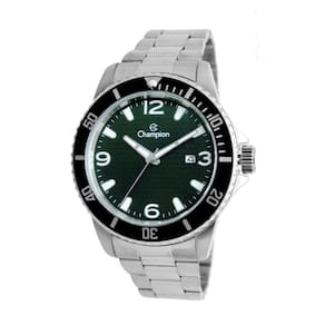 Relógio Champion Masculino Prata Verde Aço 50M 4,2cm