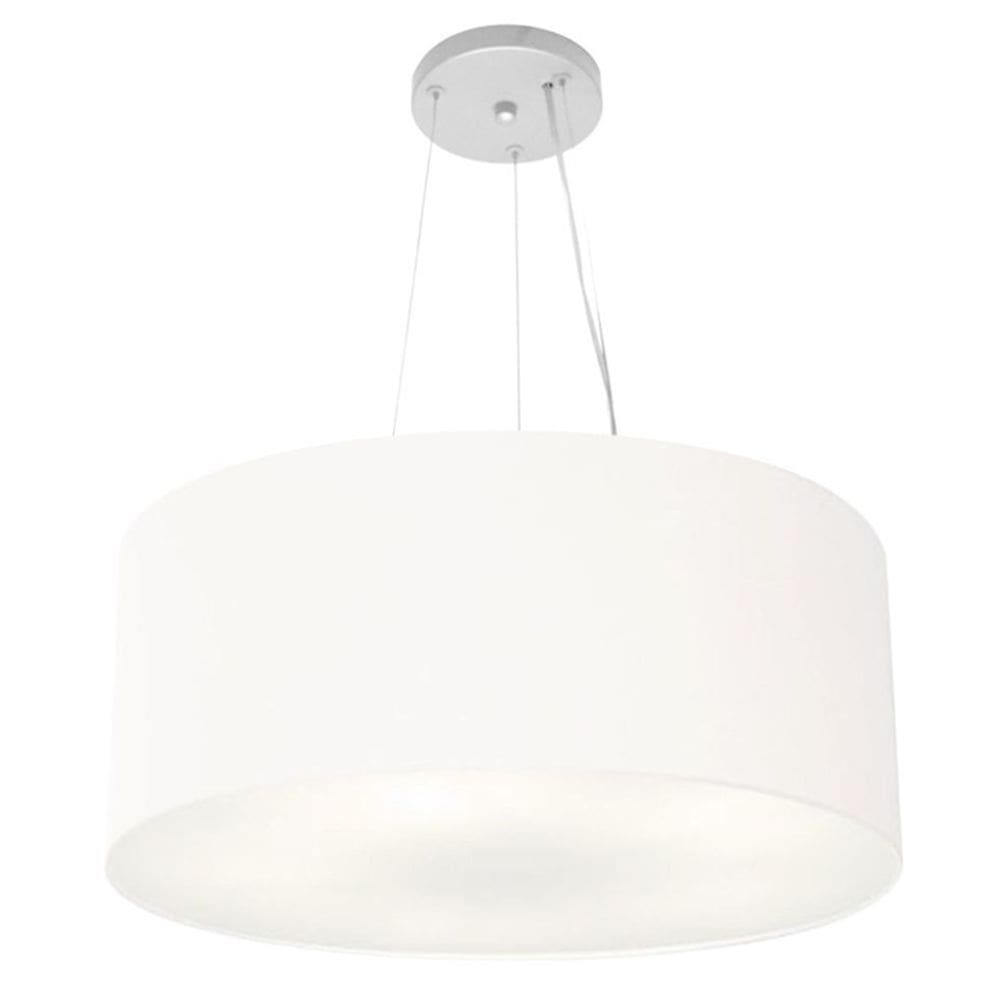 Lustre Pendente Cilíndrico Md-4047 Cúpula em Tecido 50x21cm Branco - Bivolt