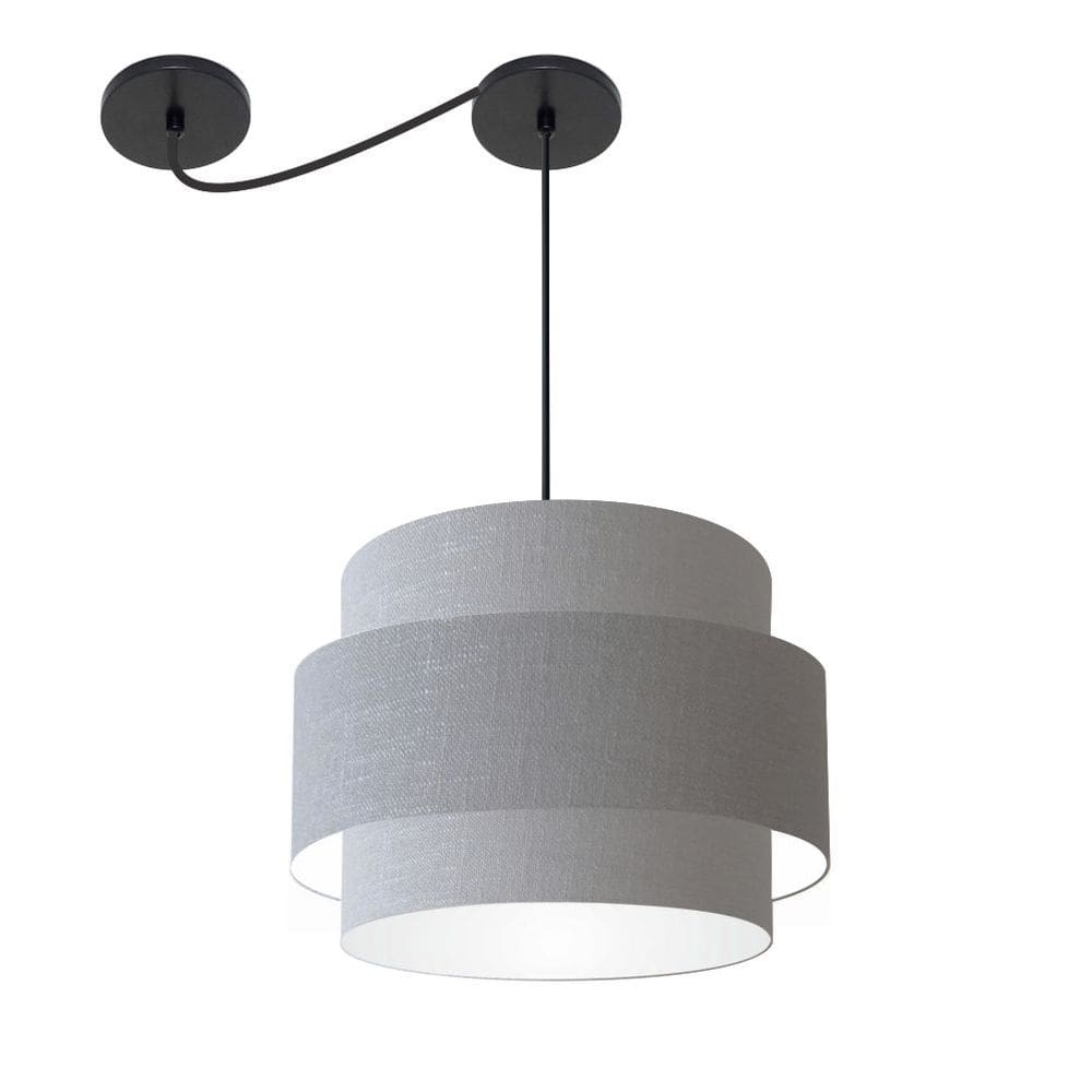 Lustre Sala de Jantar Com Desvio Vivare Md-4398 Cúpula em Tecido 45cm