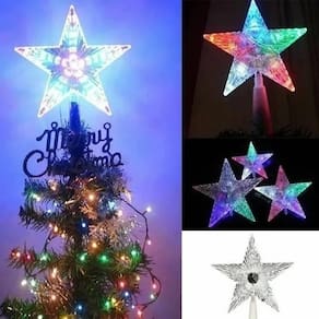 Estrela Ponteira Para Árvore De Natal Led Colorida 127V