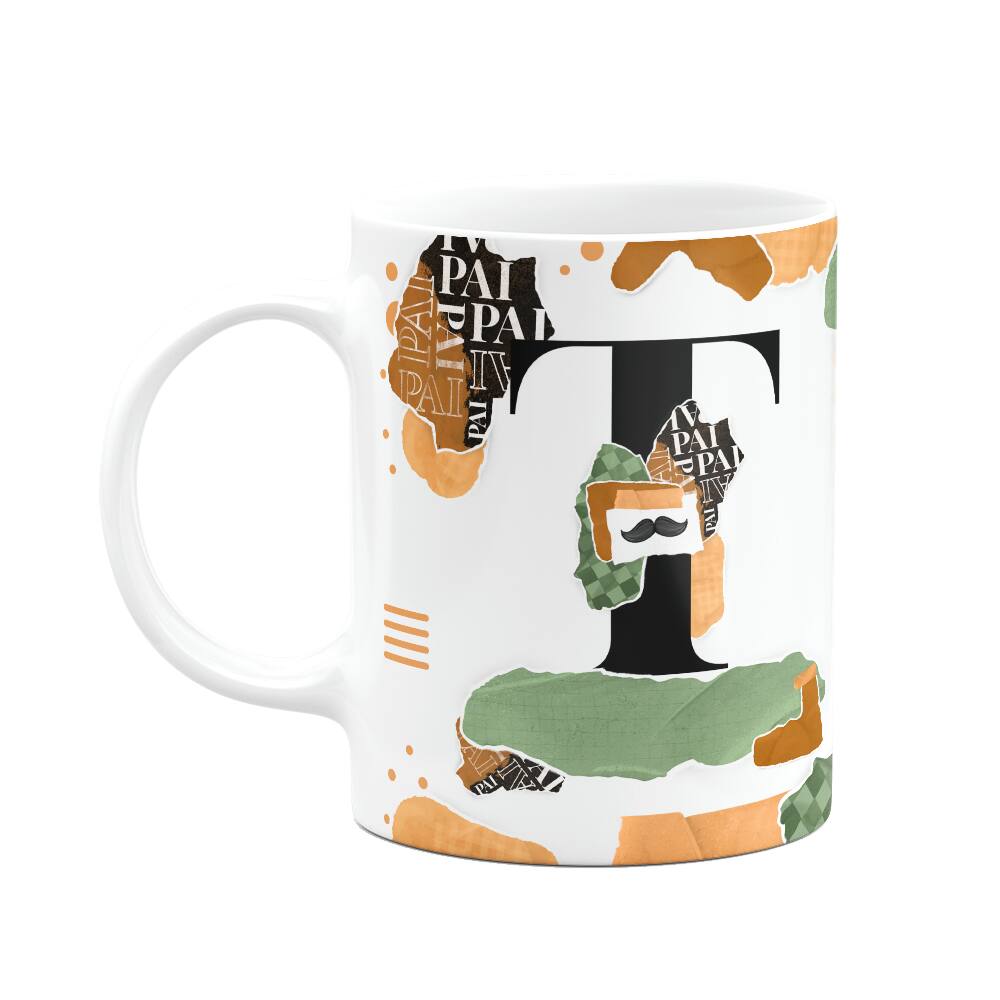 Caneca do Pai - Inicial do nome letra T - Bg-Green