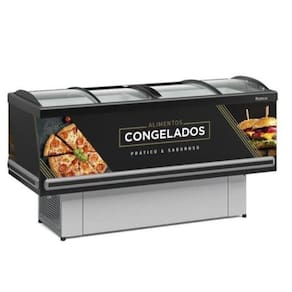 Expositor Ilha Dupla Ação Plus 1,90m - Vidros Deslizantes GESV-190C/PR/220V - Gelopar
