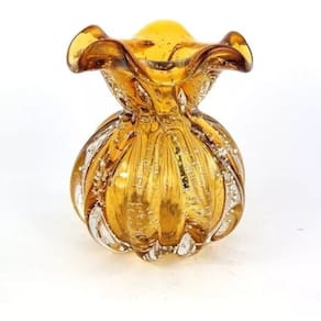 Vaso De Vidro Murano Trouxinha Veneza 11x11x11,5cm - Jolitex MEK - Ambar