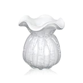 Vaso De Vidro Murano Trouxinha Veneza 11x11x11,5cm - Jolitex MEK - Branco