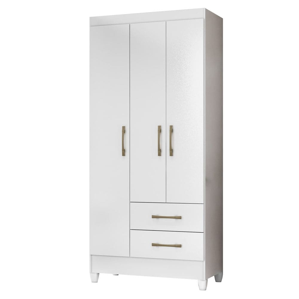 Guarda Roupa Solteiro 82cm 3 Portas Zeno Flex Branco Z17 - Mpozenato