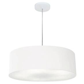 Lustre Pendente Cilíndrico Md-4217 Cúpula em Tecido 50x15cm Branco - Bivolt