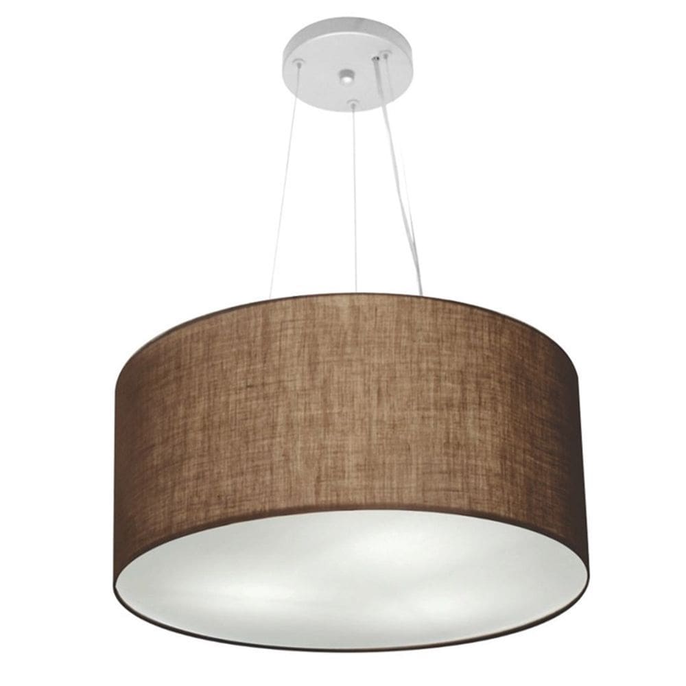 Lustre Pendente Cilíndrico Md-4186 Cúpula em Tecido 45x25cm Café - Bivolt