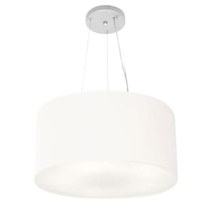 Lustre Pendente Cilíndrico Md-4186 Cúpula em Tecido 45x25cm Branco - Bivolt