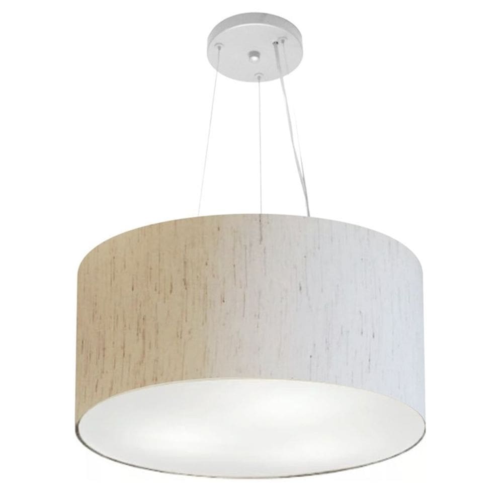 Lustre Pendente Cilíndrico Md-4186 Cúpula em Tecido 45x25cm Linho Bege - Bivolt