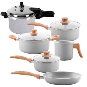 Jogo de Panelas com Panela de Pressão Antiaderente Ceramic Life Gris 6 peças - Brinox