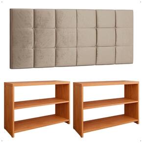 Kit 2 Sapateira Safira Recamier Multiuso Banquinho Cabeceira Bia Suspensa Cama Box Casal 1,40 - Lojas RPM