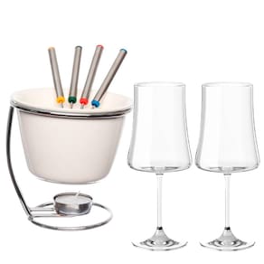 Aparelho de Fondue e Taças de Vinho 560ml Pleasure New Branco