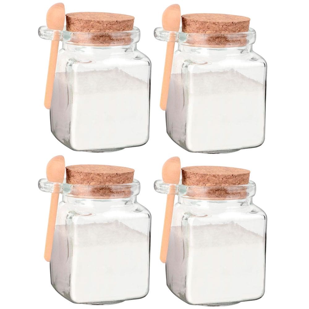 Jogo de Potes Porta Tempero de Vidro com Colher 260mL 4 peças - Hauskraft
