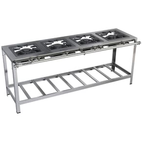 Fogão Industrial Stori Premium 4 Bocas 40x40 M8 Aço Inox 430 Metalmaq Fogão Baixa Pressão