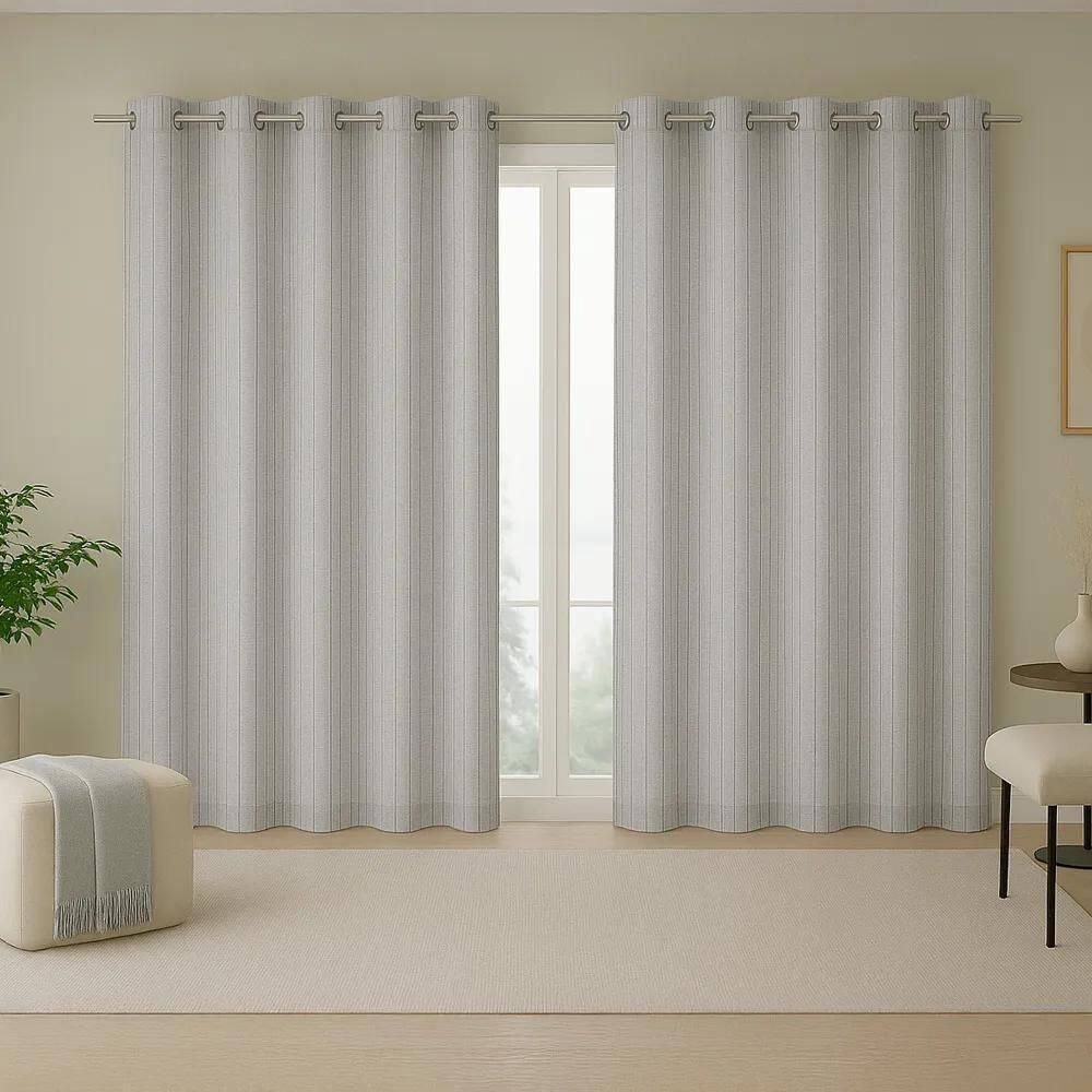 Cortina Sala / Quarto Duo Nice 5,4 X 2,8 Bella Janela Cinza