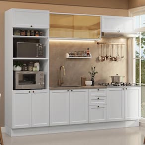 Armário de Cozinha Completa 270 cm Branco Vik Madesa 02
