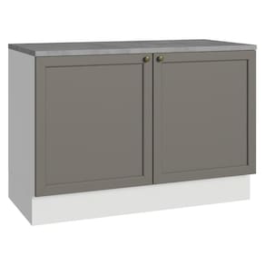 Balcão de Cozinha 120 cm 2 Portas Branco/Cinza Vik Madesa