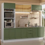 Armário de Cozinha Completa 270 cm Branco/Verde Vik Madesa 02