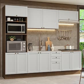 Armário de Cozinha Completa 270 cm Rustic/Branco Vik Madesa 01