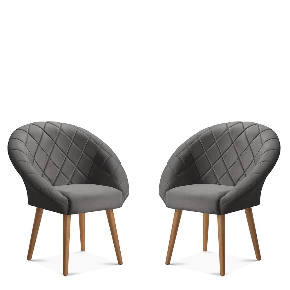 Kit C/02 Poltrona Decorativa Emilia Cinza