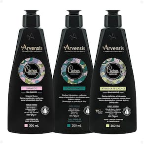 Kit Arvensis Cachos Naturais Cabelos Crespos e Crespíssimos: Shampoo, Condicionador e Ativador de Cachos 300ml