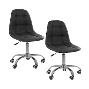 Kit 2 Cadeiras Office Eiffel Botonê Ajustável Base Giratória Preta