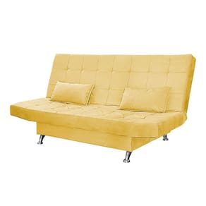 Sofá Cama Casal Com Almofada Califórnia Suede Amarelo