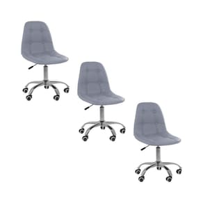 Kit 3 Cadeiras Office Eiffel Botonê Ajustável Base Giratória Cinza