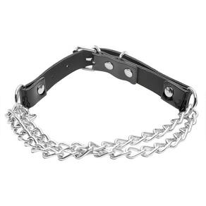 Gargantilha Choker Vinil com Corrente Crystal Estilo Audacioso Sensual Uma Peça Inesquecível