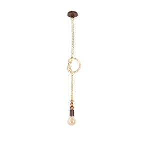 Pendente Sailor Wood Corda Sisal Beje 1500Mm E27 Base Marrom